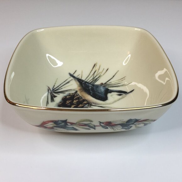 Lenox Nuthatch Bird Dish Winter by Catherine McClung Greetings Dipping Bowl - Picture 4 of 12